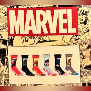 NEW Marvel Avengers Super Hero 6-Pack Crew Socks 8-12
